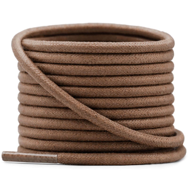 YFINE Waxed Round Shoe Laces: 2 Pairs 55 Inch Light Brown Wax Oxford Shoelaces for Dress Shoes Boots - Image 1